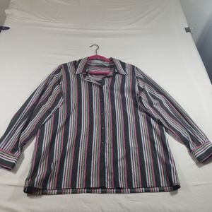 Foxcroft Wrinkle Free Collared Shirt Multi-Color Striped Classic Fit Button-up
